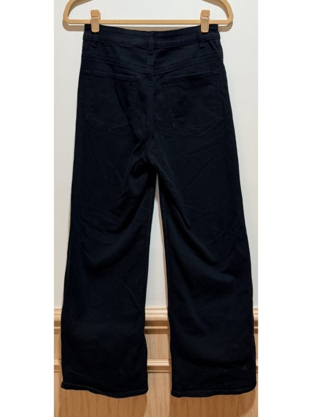 H&M Divided ~ Black Wide-Leg Denim Jeans ~ Size 8 ~ Stretch, High Waisted - Picture 3 of 7